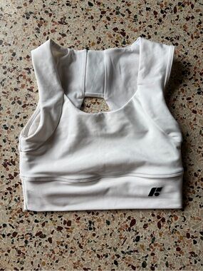 Forme white posture sports bra